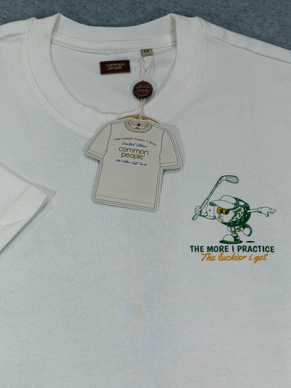 Common People Golf Club Let's Par Tee Heavyweight Graphic Tee Ecru Men's M NWT